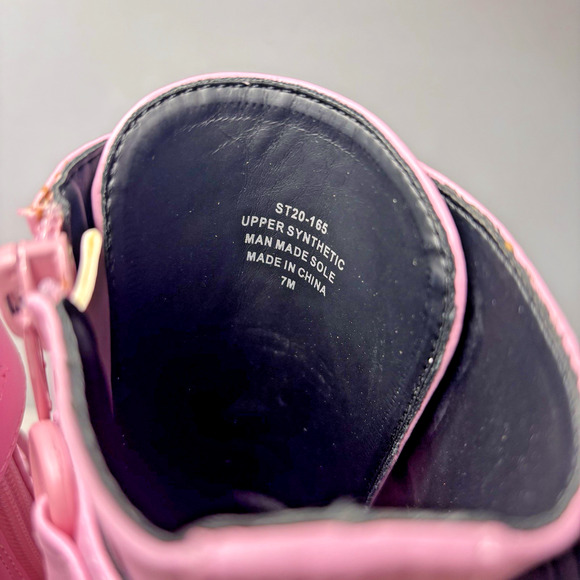 Sugar Thrillz Pink Platform Boots Size 7M Y2K Goth Rave Chunky Wedge Lace Up - Picture 6 of 14